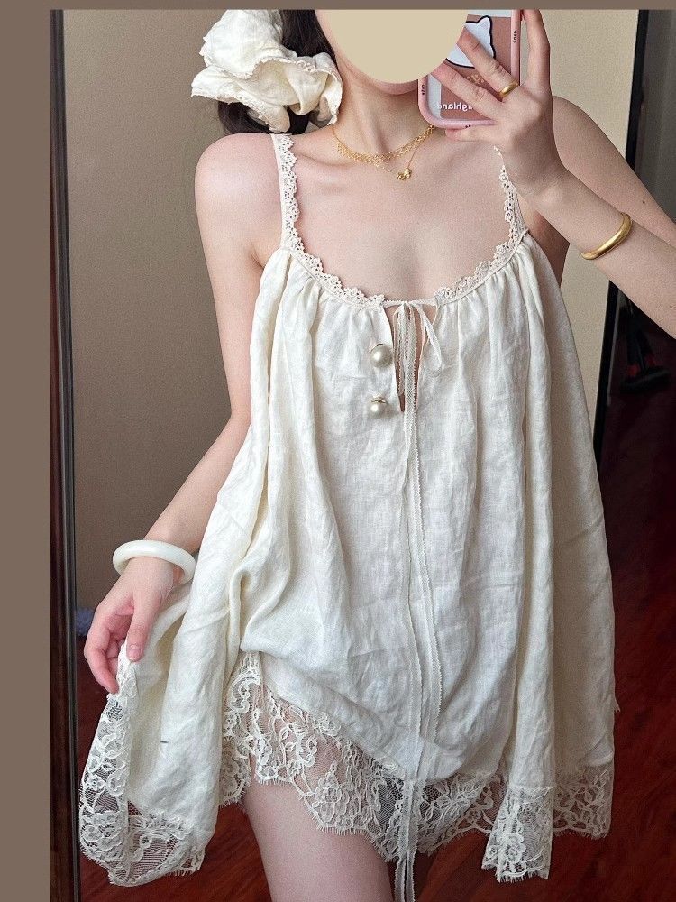 Home Fragrance French - Großes Camisole-Nachthemd im französischen Stil mit