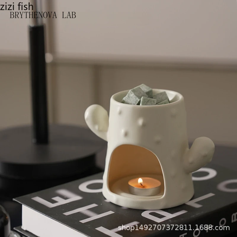 Wax Melt Burner - Kaktus-Keramik-Aromatherapie-Ofen, Ätherisches Öl Heizofen, Wachsschmelz-Räucherofen, Ornamente,