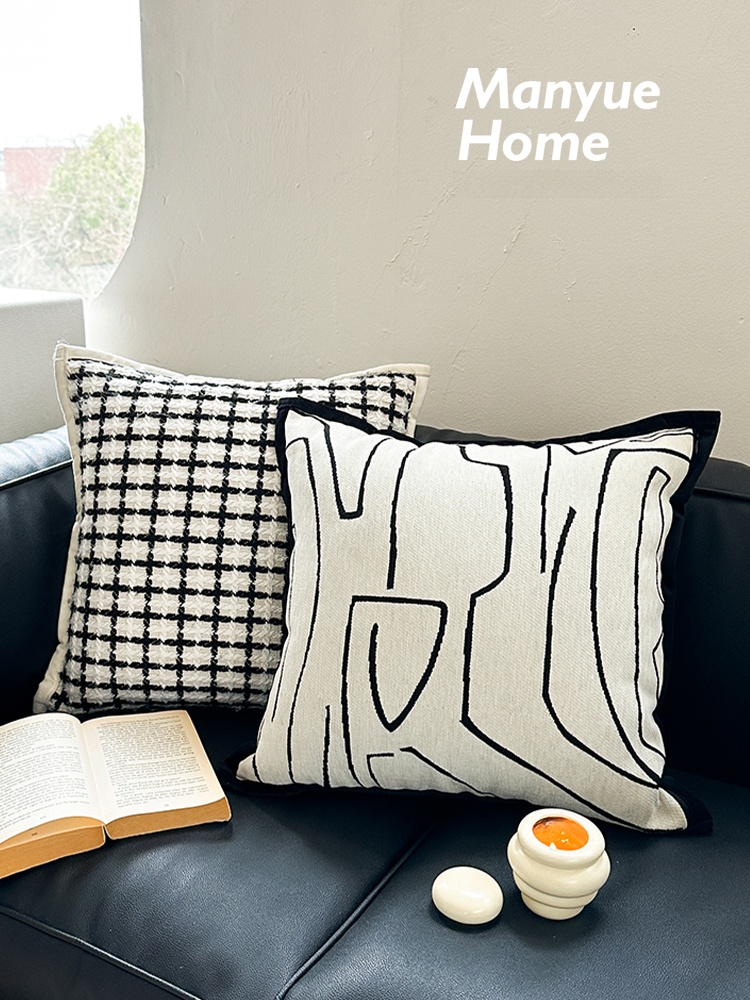 Home Fragrance French - Kleiner Kissenbezug im Duft-Stil, schwarz-weiß kariert,