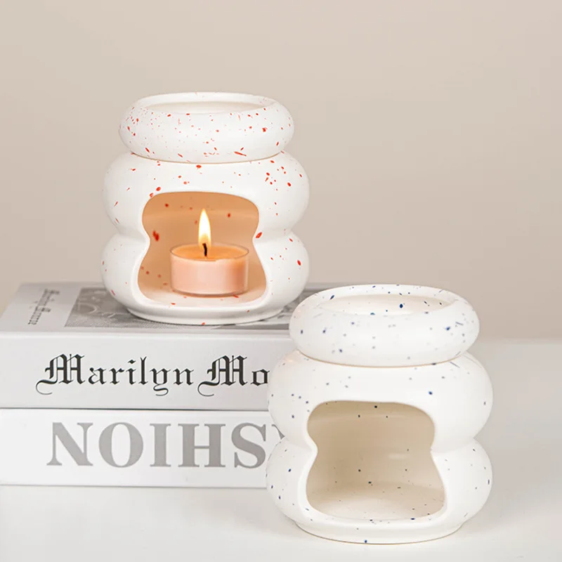 Wax Melt Burner - Abnehmbarer Keramik-Donut Duftölbrenner Wachsschmelzer Kerzenhalter Tischdekoration
