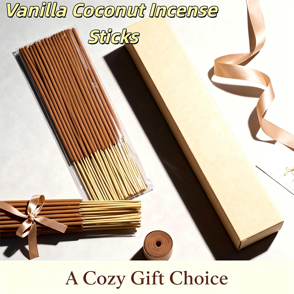Home Fragrance Vanilla - Vanille-Kokos-Aromatisierte Premium Natürliche Räucherstäbchen, 22cm Lang,